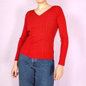 New York & Company long sleeve red ribbed sweater